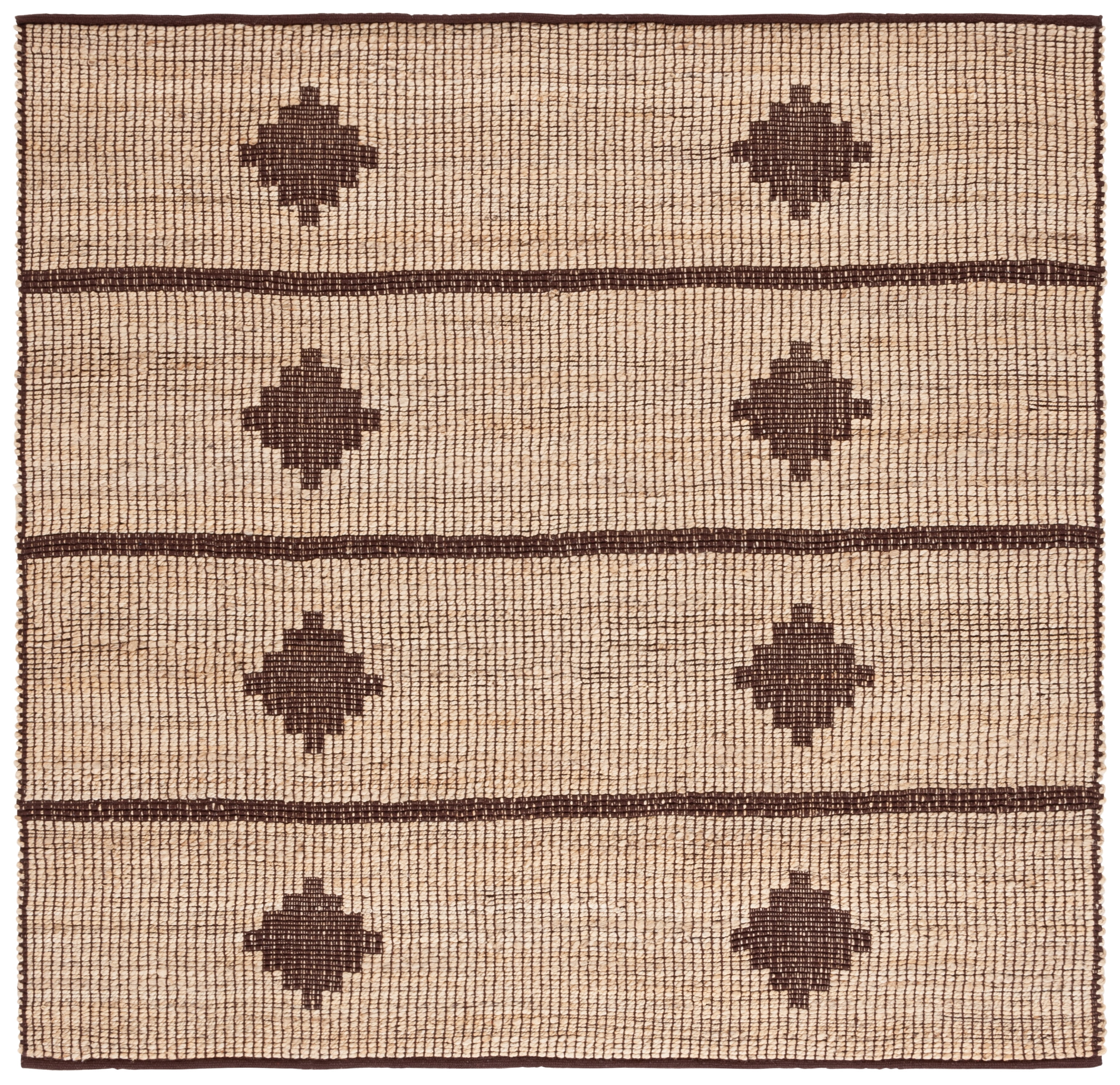SAFAVIEH Natural Fiber Kagan Geometric Area Rug, Natural/Brown, 6' x 6' Square