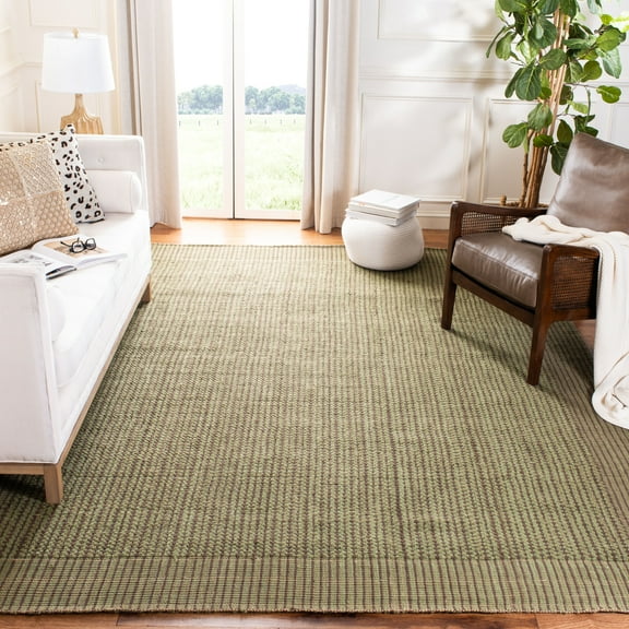 SAFAVIEH Natural Fiber Kathleen Border Jute Area Rug, Charcoal/Green, 3' x 5'