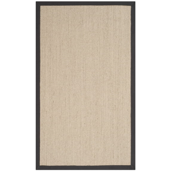SAFAVIEH Natural Fiber Keane Solid Area Rug, Natural/Dark Grey, 2'6" x 4'