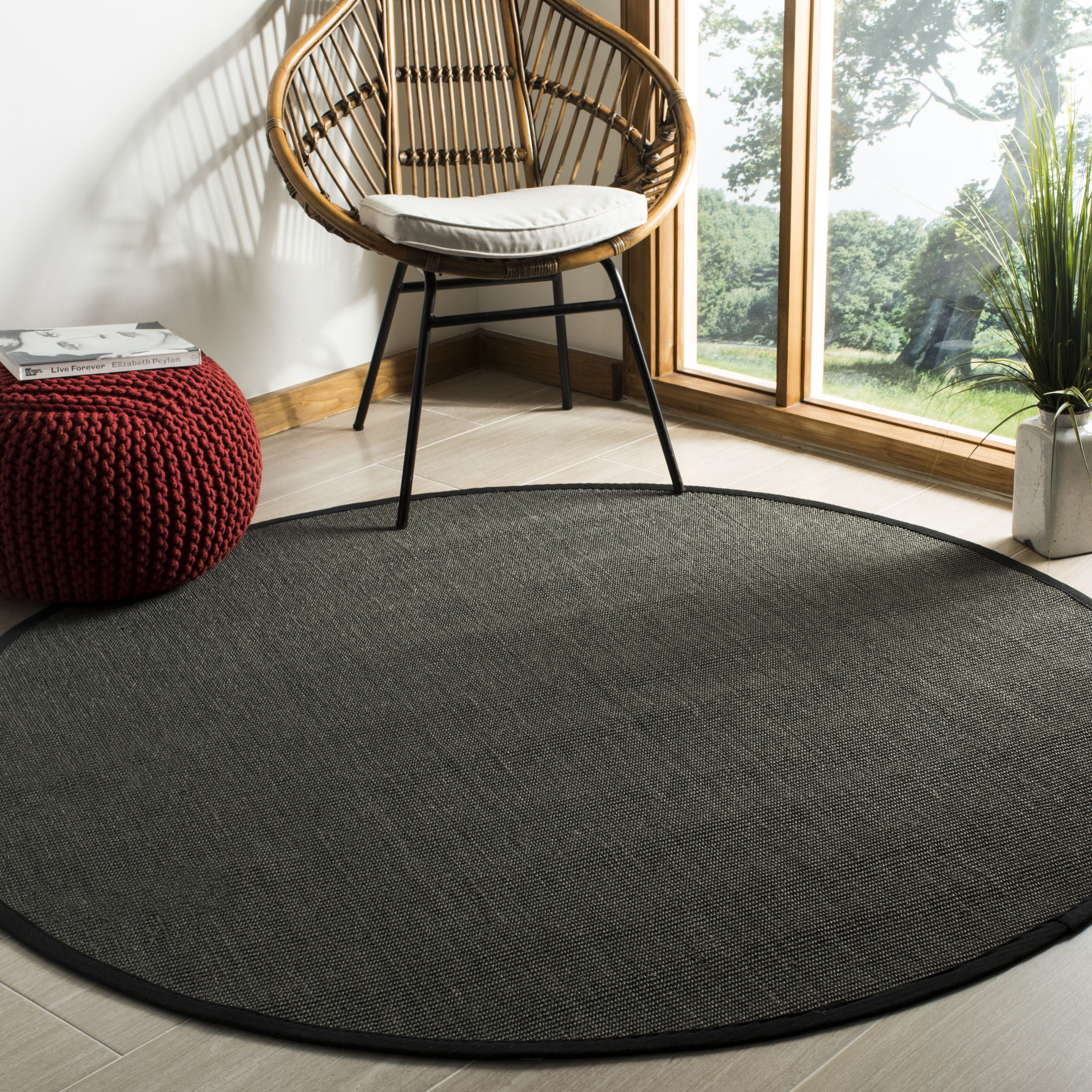 SAFAVIEH Natural Fiber Round Collection 9' Round Natural NFB306A Handmade Boho Country Charm Jute Area Rug : SAFAVIEH Natural Fiber Round Collection 5\u0027 Round
