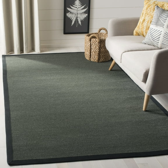 SAFAVIEH Natural Fiber Keane Solid Sisal Area Rug, Anthracite/Black, 6' x 9'
