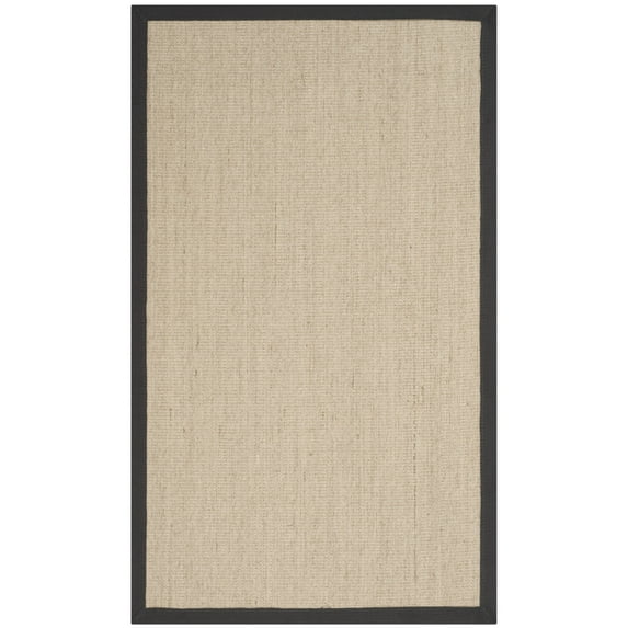 SAFAVIEH Natural Fiber Keane Solid Sisal Area Rug, Natural/Dark Grey, 3' x 5'