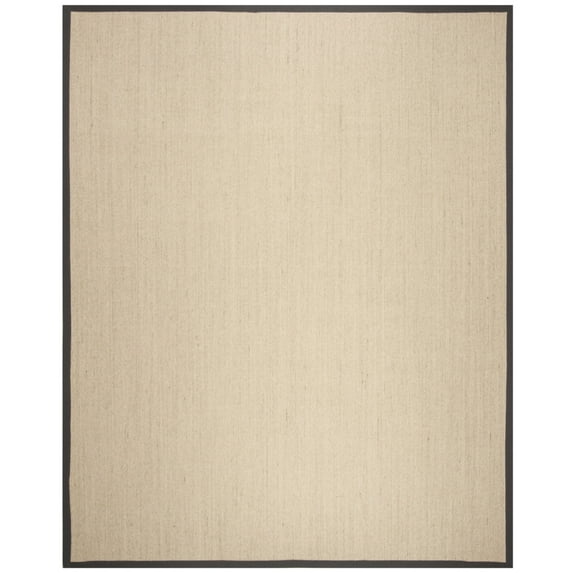SAFAVIEH Natural Fiber Keane Solid Sisal Area Rug, Natural/Dark Grey, 6' x 6' Square
