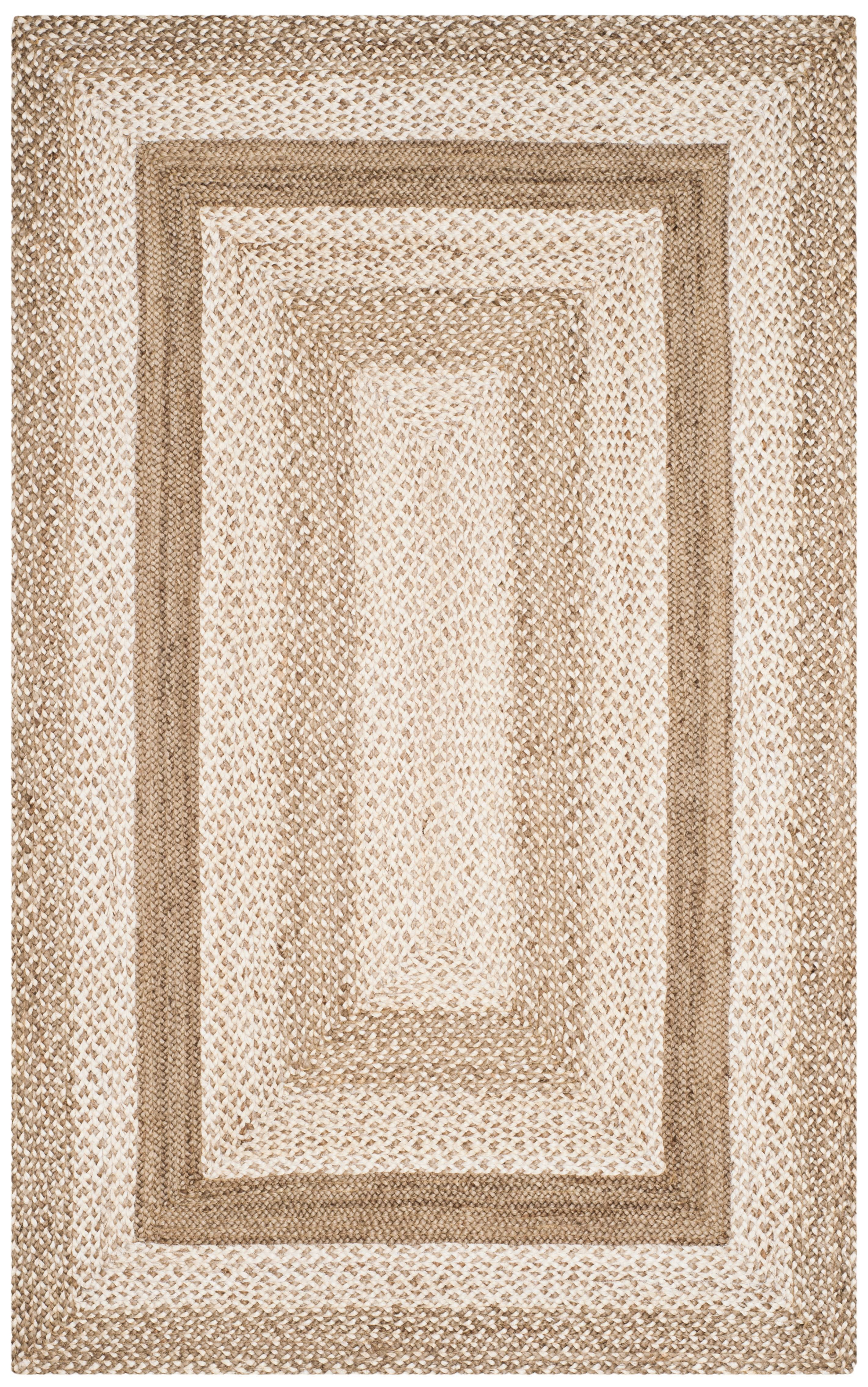 SAFAVIEH Natural Fiber Keisha Geometric Braided Jute Area Rug, Grey/Ivory, 6' x 9'