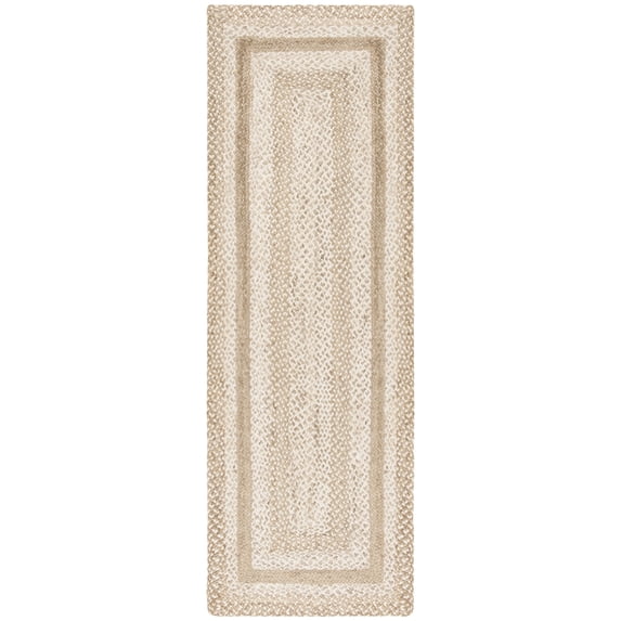 SAFAVIEH Natural Fiber Keisha Geometric Runner Rug, Grey/Ivory, 2'6" x 12'