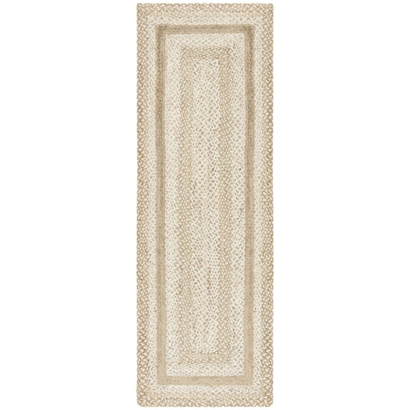 SAFAVIEH Natural Fiber Keisha Geometric Runner Rug, Grey/Ivory, 2'6" x 6'