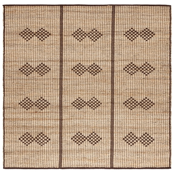 SAFAVIEH Natural Fiber Kent Geometric Area Rug, Natural/Brown, 6' x 6' Square