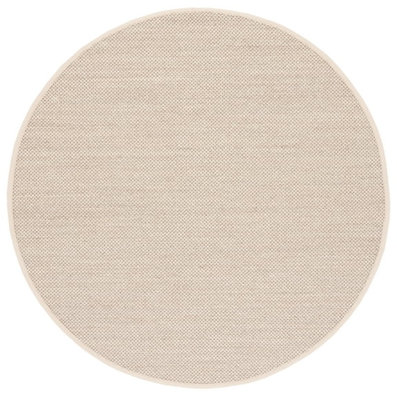 SAFAVIEH Natural Fiber Kentigern Border Seagrass Area Rug, Marble/Beige, 4' x 4' Round