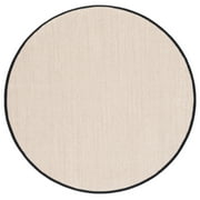 SAFAVIEH Natural Fiber Kentigern Border Seagrass Area Rug, Marble/Black, 6' x 6' Round