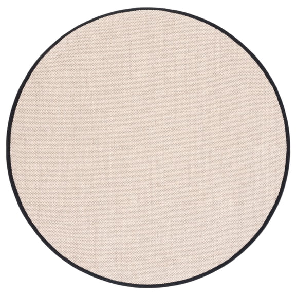 SAFAVIEH Natural Fiber Kentigern Border Seagrass Area Rug, Marble/Black, 6' x 6' Round