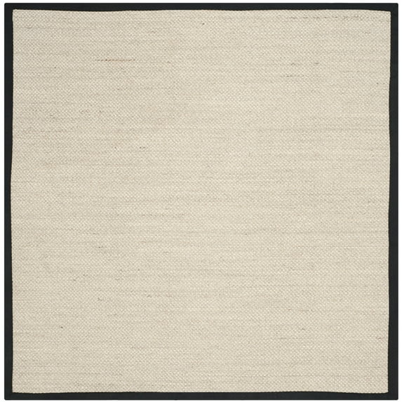 SAFAVIEH Natural Fiber Kentigern Border Seagrass Area Rug, Marble/Black, 6' x 6' Square
