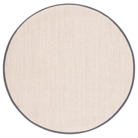 SAFAVIEH Natural Fiber Kentigern Border Seagrass Area Rug, Marble/Dark Grey, 4' x 4' Round
