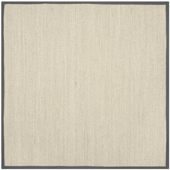 SAFAVIEH Natural Fiber Kentigern Border Seagrass Area Rug, Marble/Dark Grey, 8' Square