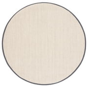 SAFAVIEH Natural Fiber Kentigern Border Seagrass Area Rug, Marble/Dark Grey, 8' x 8' Round