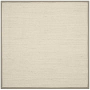 SAFAVIEH Natural Fiber Kentigern Border Seagrass Area Rug, Marble/Khaki, 8' x 8' Square
