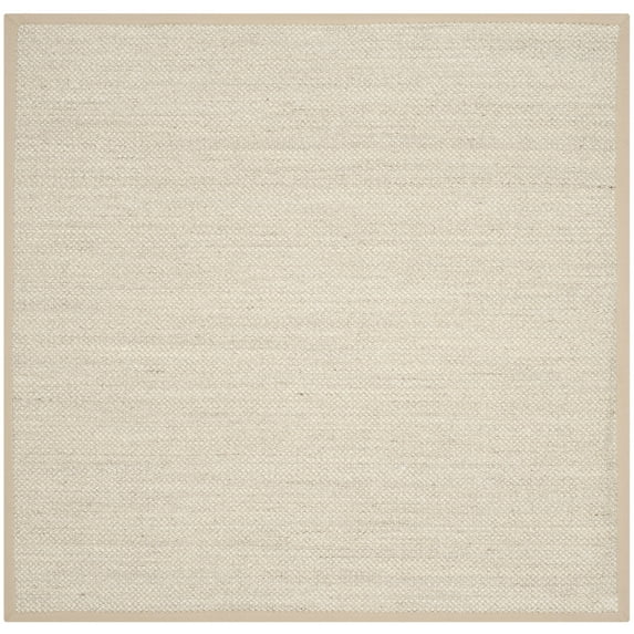 SAFAVIEH Natural Fiber Kentigern Border Seagrass Area Rug, Marble/Linen, 4' x 4' Square