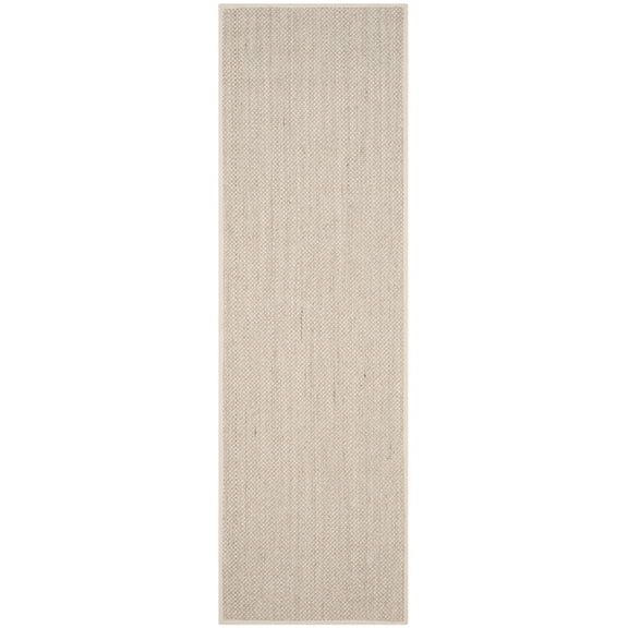SAFAVIEH Natural Fiber Kentigern Border Seagrass Runner Rug, Marble/Beige, 2'6" x 10'