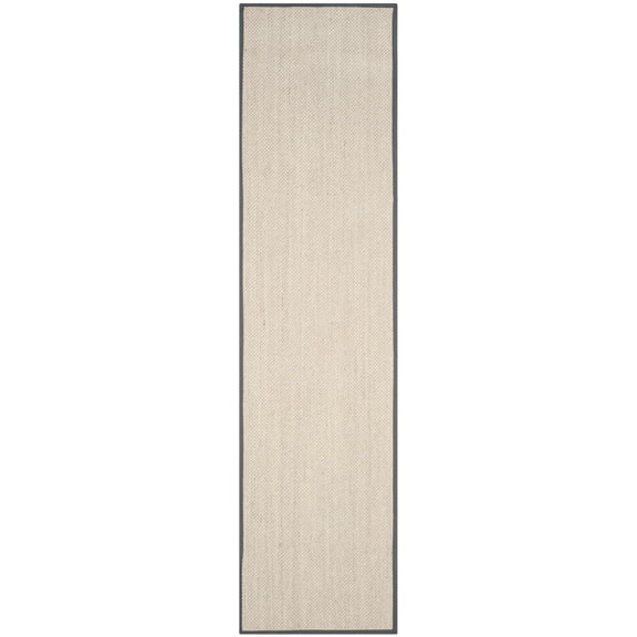 SAFAVIEH Natural Fiber Kentigern Border Seagrass Runner Rug, Marble/Dark Grey, 2'6" x 10'