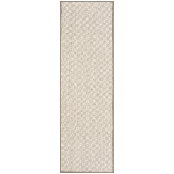 SAFAVIEH Natural Fiber Kentigern Border Seagrass Runner Rug, Marble/Khaki, 2'6" x 6'