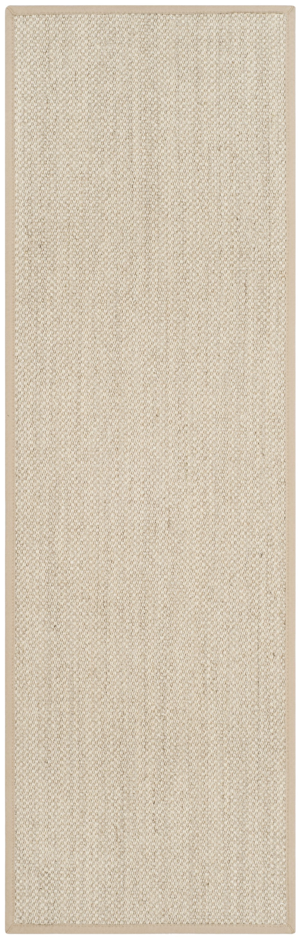 SAFAVIEH Natural Fiber Kentigern Border Seagrass Runner Rug, Marble/Linen, 2'6" x 8'
