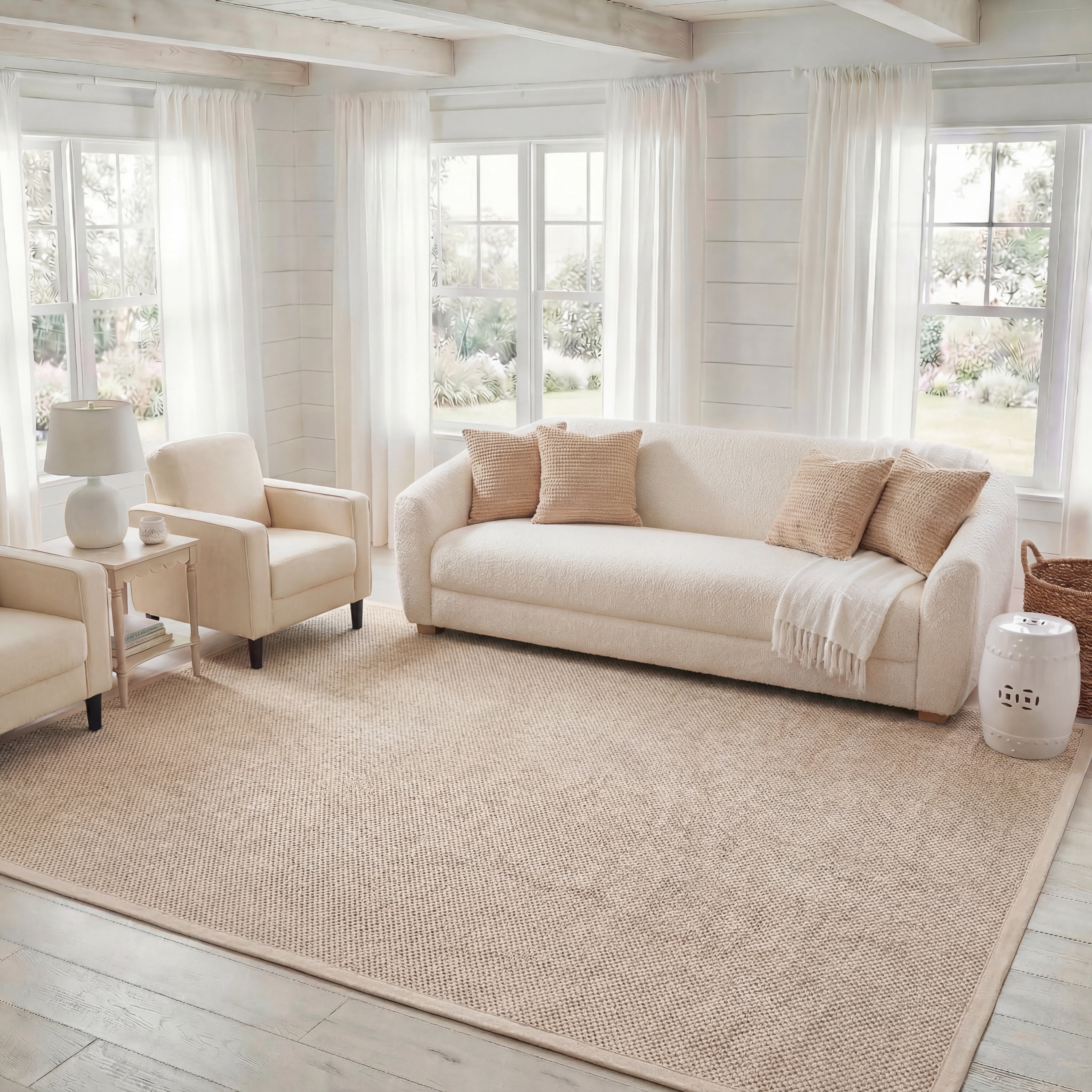 Safavieh Natural Fiber Kentigern Solid Area Rug, Marble/Beige, 3' x 3' Square