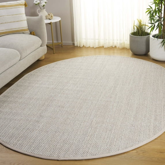 Safavieh Natural Fiber Kentigern Solid Area Rug, Marble/Beige, 6' x 8' Oval