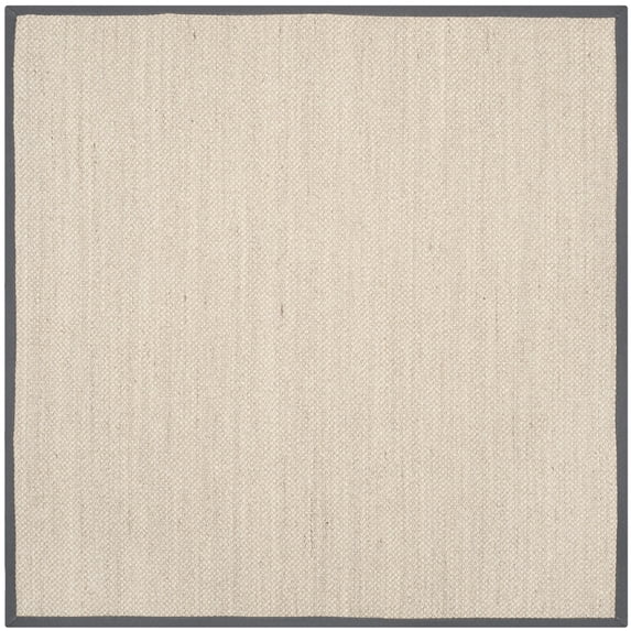 SAFAVIEH Natural Fiber Kentigern Solid Area Rug, Marble/Dark Grey, 9' x 9' Square