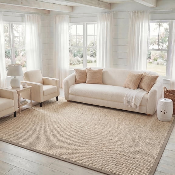 Safavieh Natural Fiber Kentigern Solid Area Rug, Marble/Khaki, 7' x 7' Square