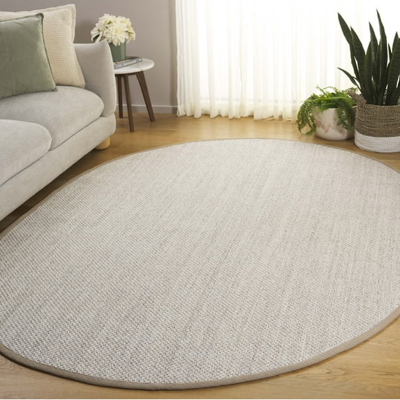 Safavieh Natural Fiber Kentigern Solid Area Rug, Marble/Linen, 6' x 8' Oval