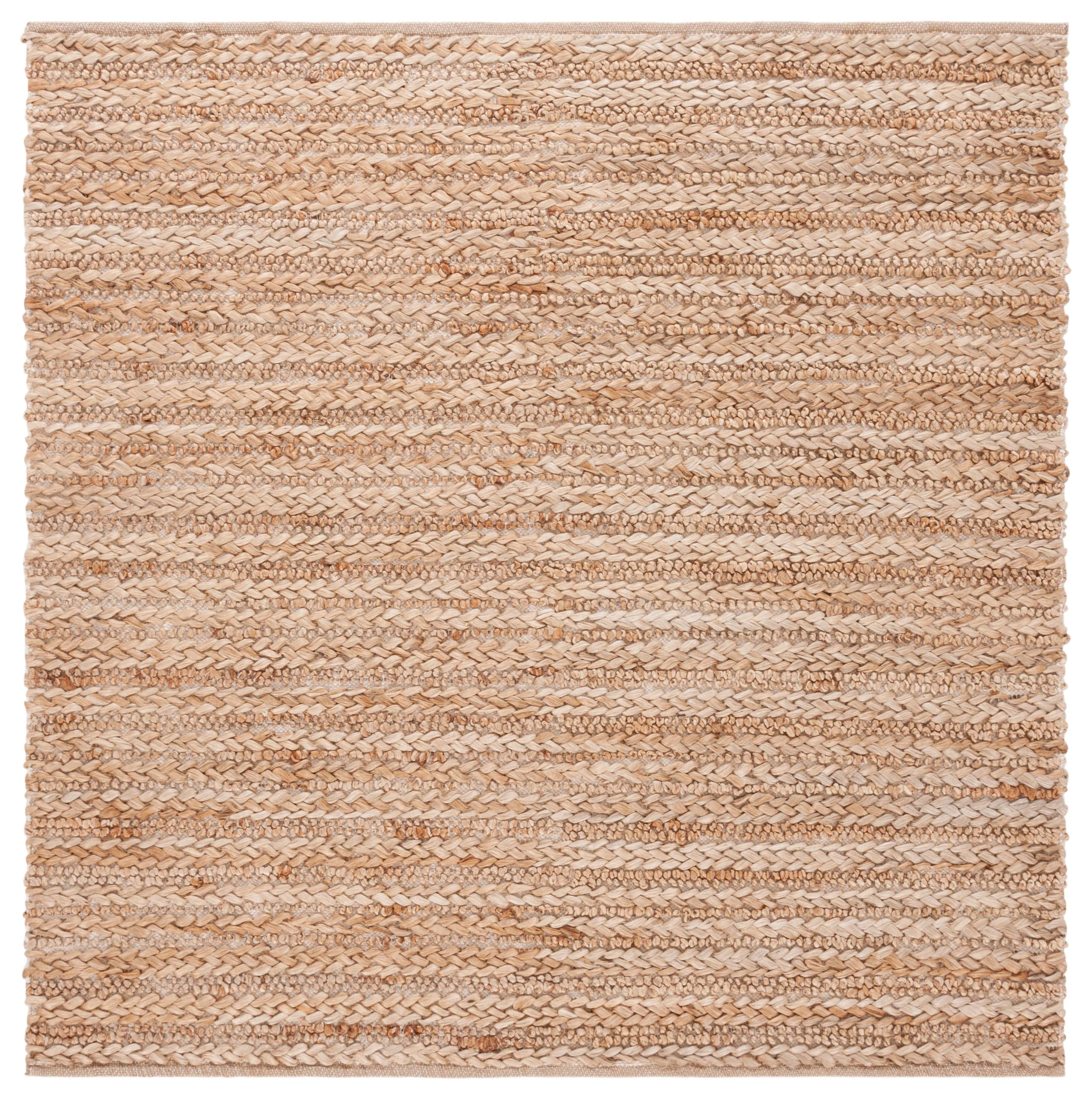 Hand-Knotted Beige Cotton Square Area Rug