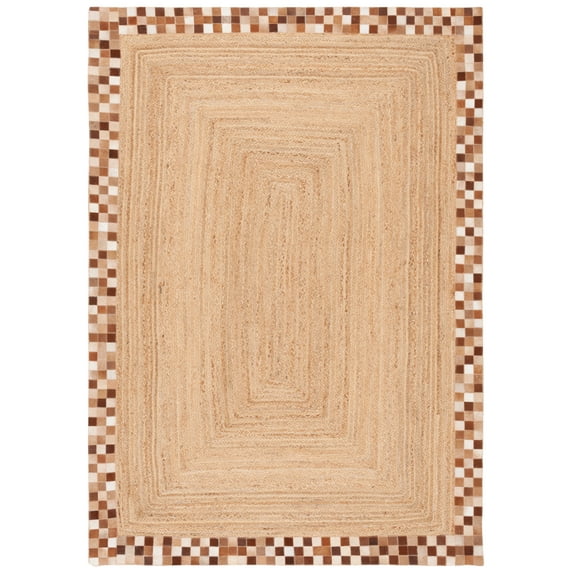 SAFAVIEH Natural Fiber Knot Bordered Area Rug, Natural/Brown, 6' x 9'