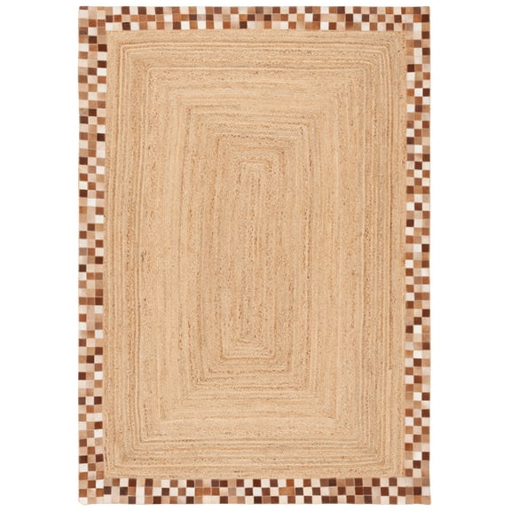 SAFAVIEH Natural Fiber Knot Bordered Area Rug, Natural/Brown, 6' x 9'