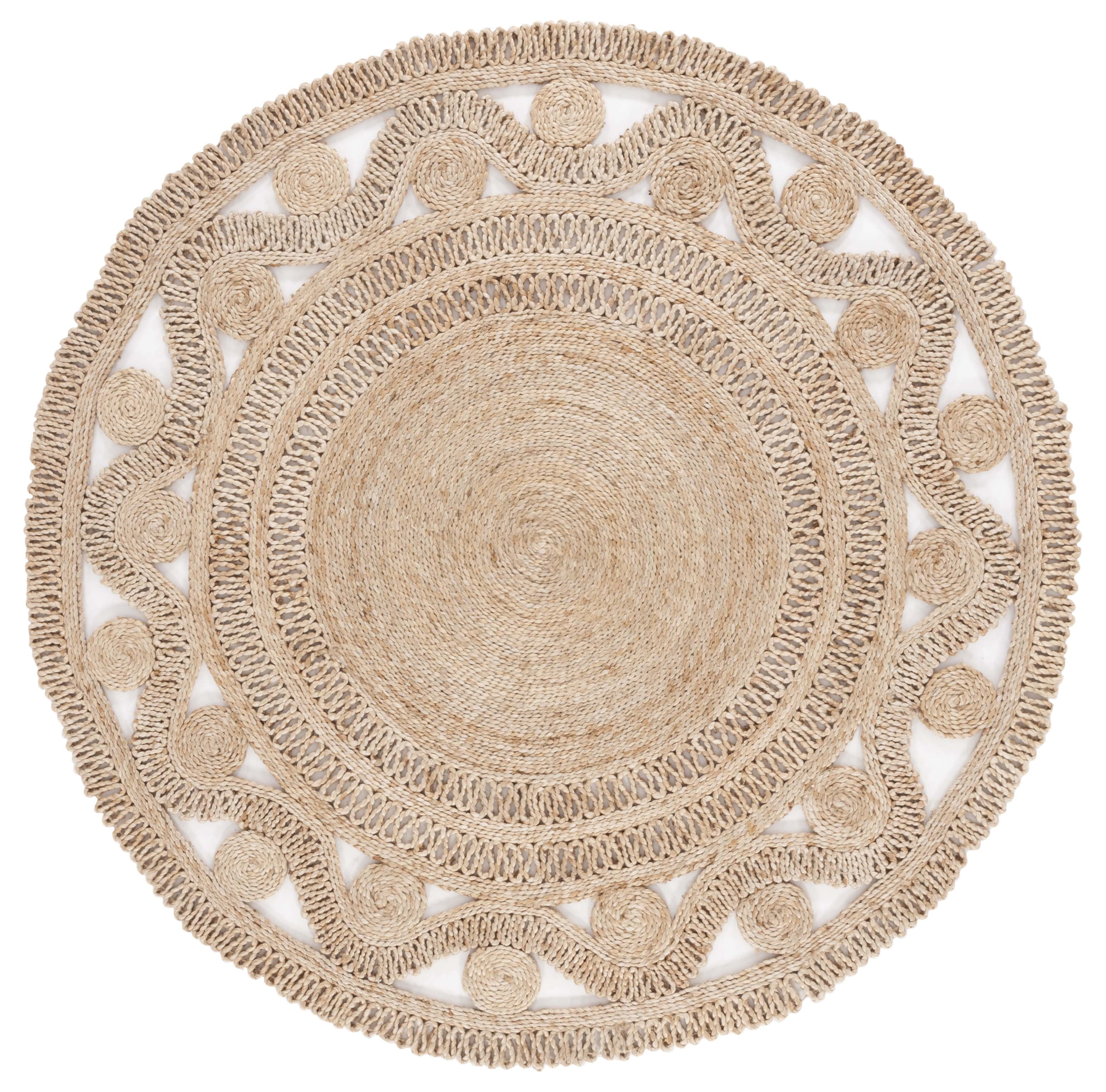 SAFAVIEH Natural Fiber Korrine Geometric Area Rug, Natural, 3' x 3' Round