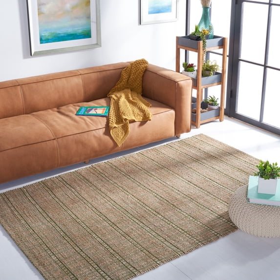 SAFAVIEH Natural Fiber Kostadin Striped Area Rug, Green/Natural, 3' x 5'