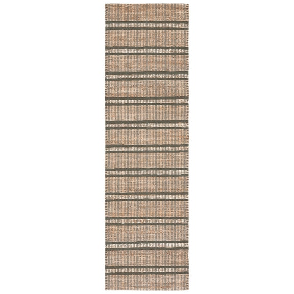 SAFAVIEH Natural Fiber Kostadin Striped Runner Rug, Olive/Natural, 2'3" x 8'