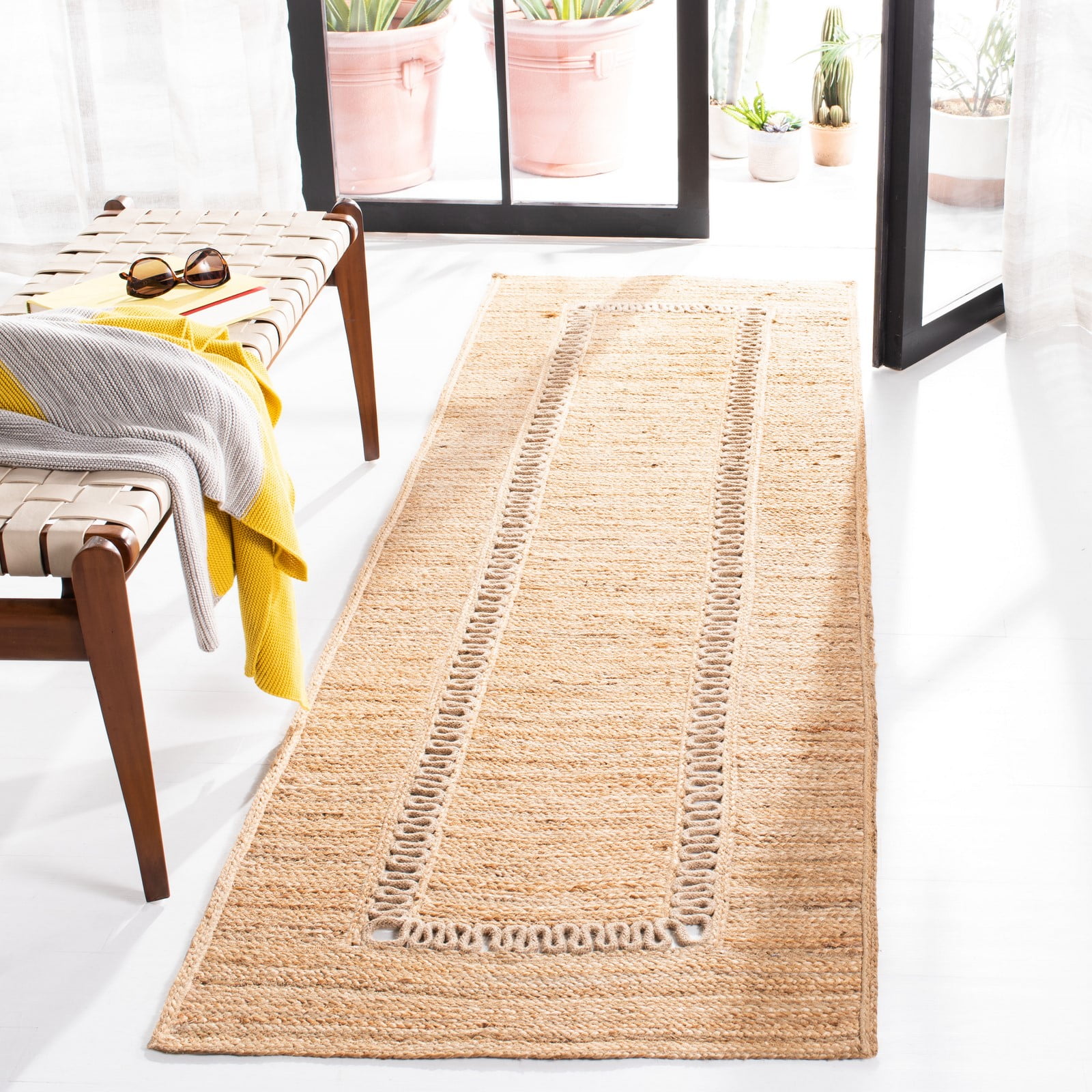 Hand-Knotted Sisal & Jute Natural Beige Runner Rug - 2'6" X 8'