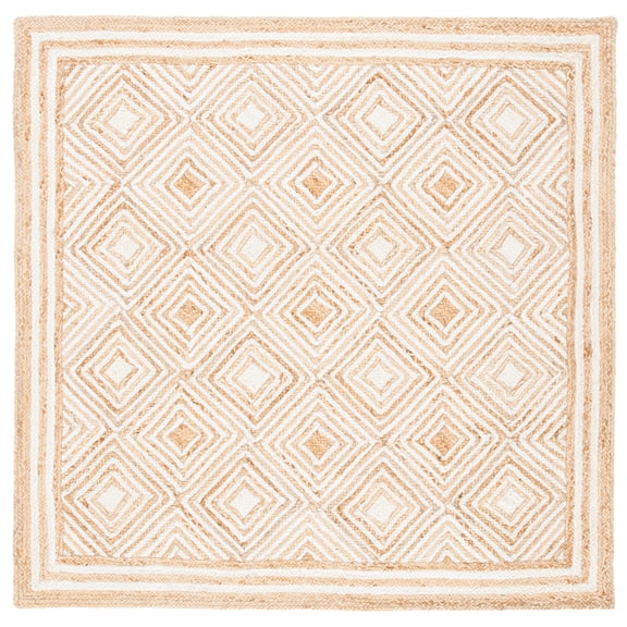 SAFAVIEH Natural Fiber Lailee Geometric Area Rug, Natural/Ivory, 6' x 6' Square