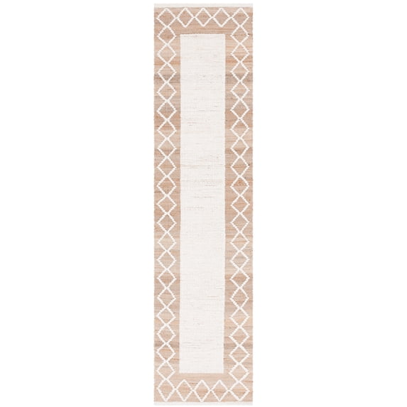 SAFAVIEH Natural Fiber Lalit Bordered Runner Rug, Natural/Ivory, 2'3" x 9'