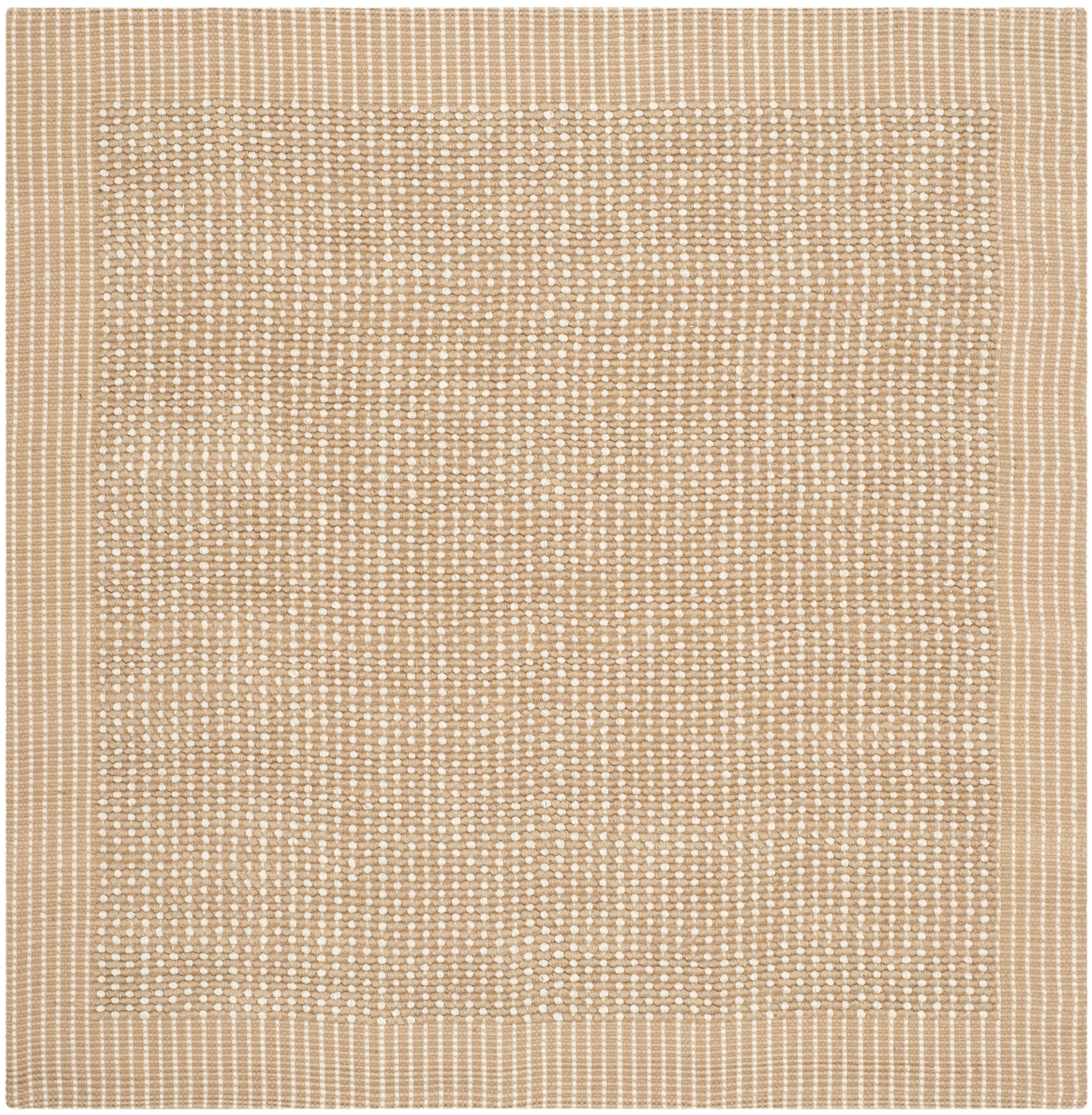 Ivory and Beige Handmade Jute Square Area Rug