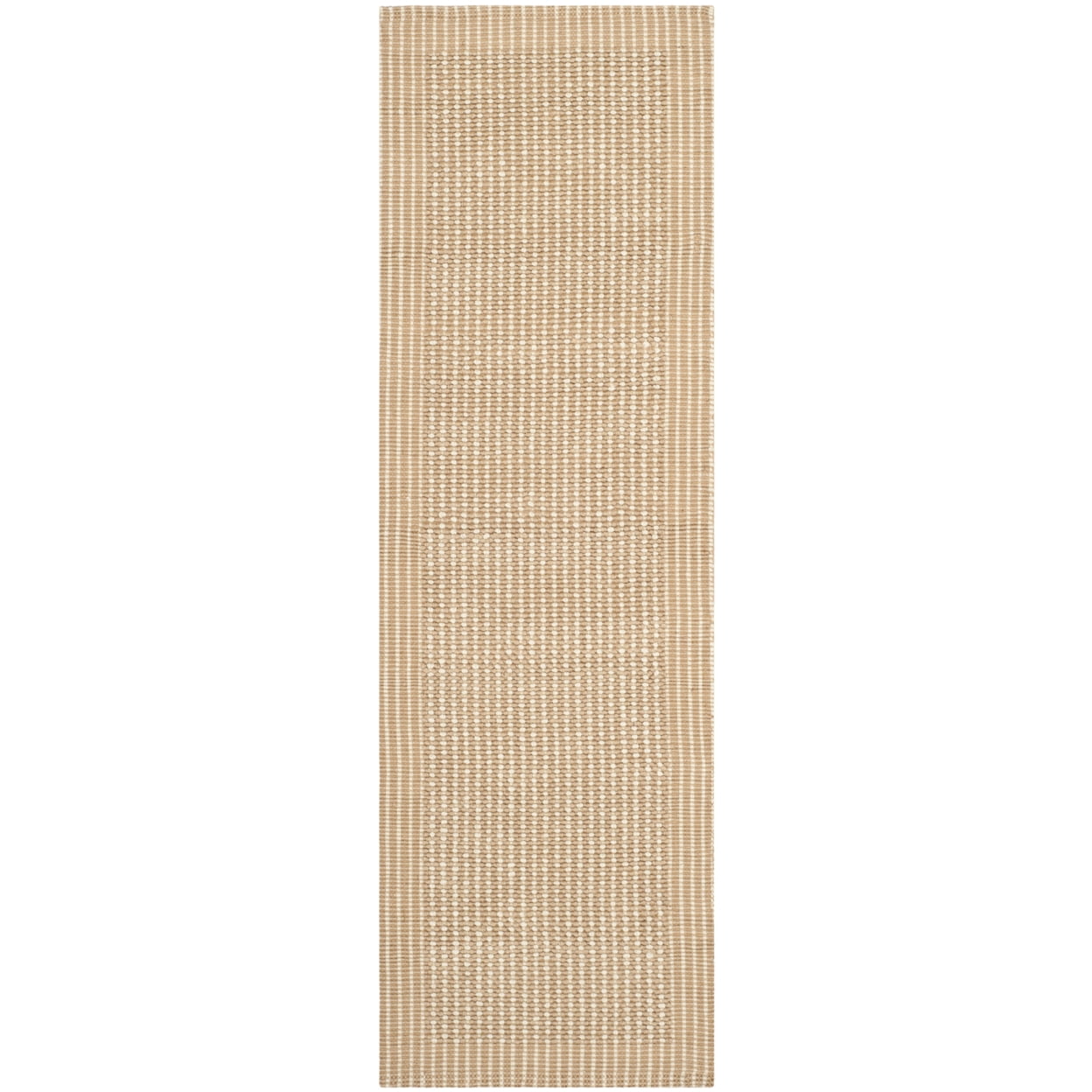 Hand-Knotted Beige Jute 2' x 6' Runner Rug with Non-Slip Feature