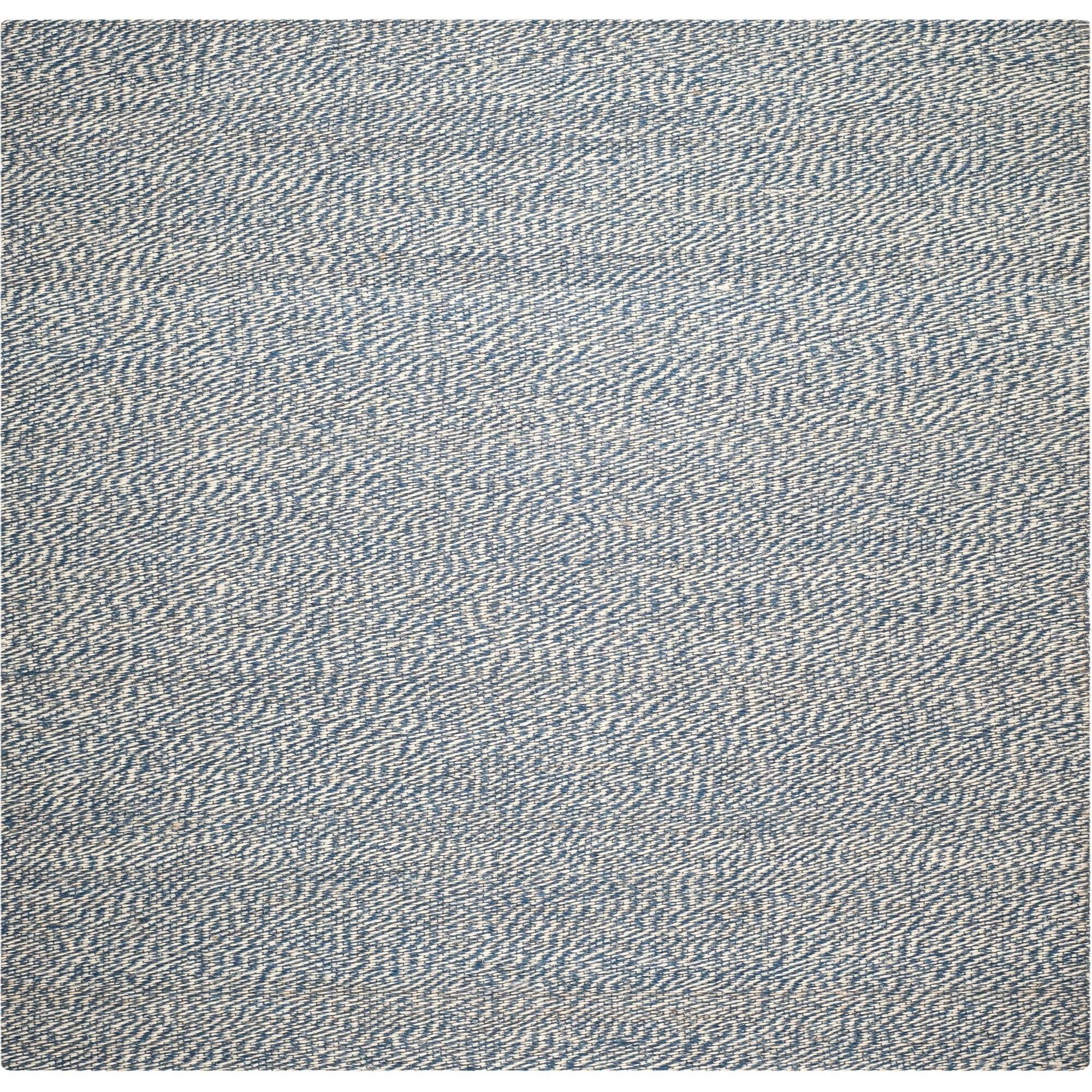 Hand-Knotted Coastal Charm Blue & Ivory 4' Square Jute Area Rug