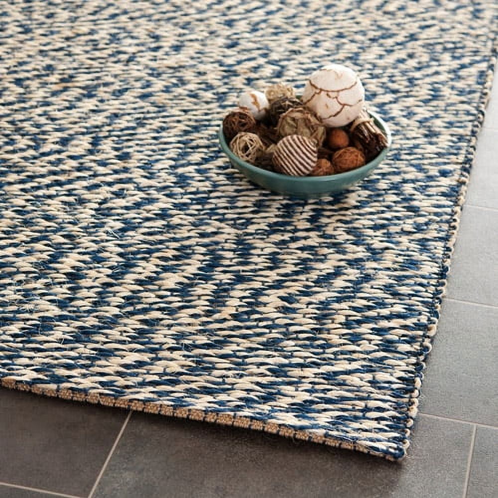 SAFAVIEH Natural Fiber Lars Braided Jute Area Rug, Blue/Ivory, 9' x 12'