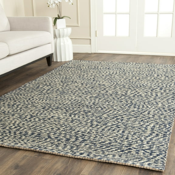 SAFAVIEH Natural Fiber Lars Braided Jute Runner Rug, Blue/Ivory, 2'6" x 8'