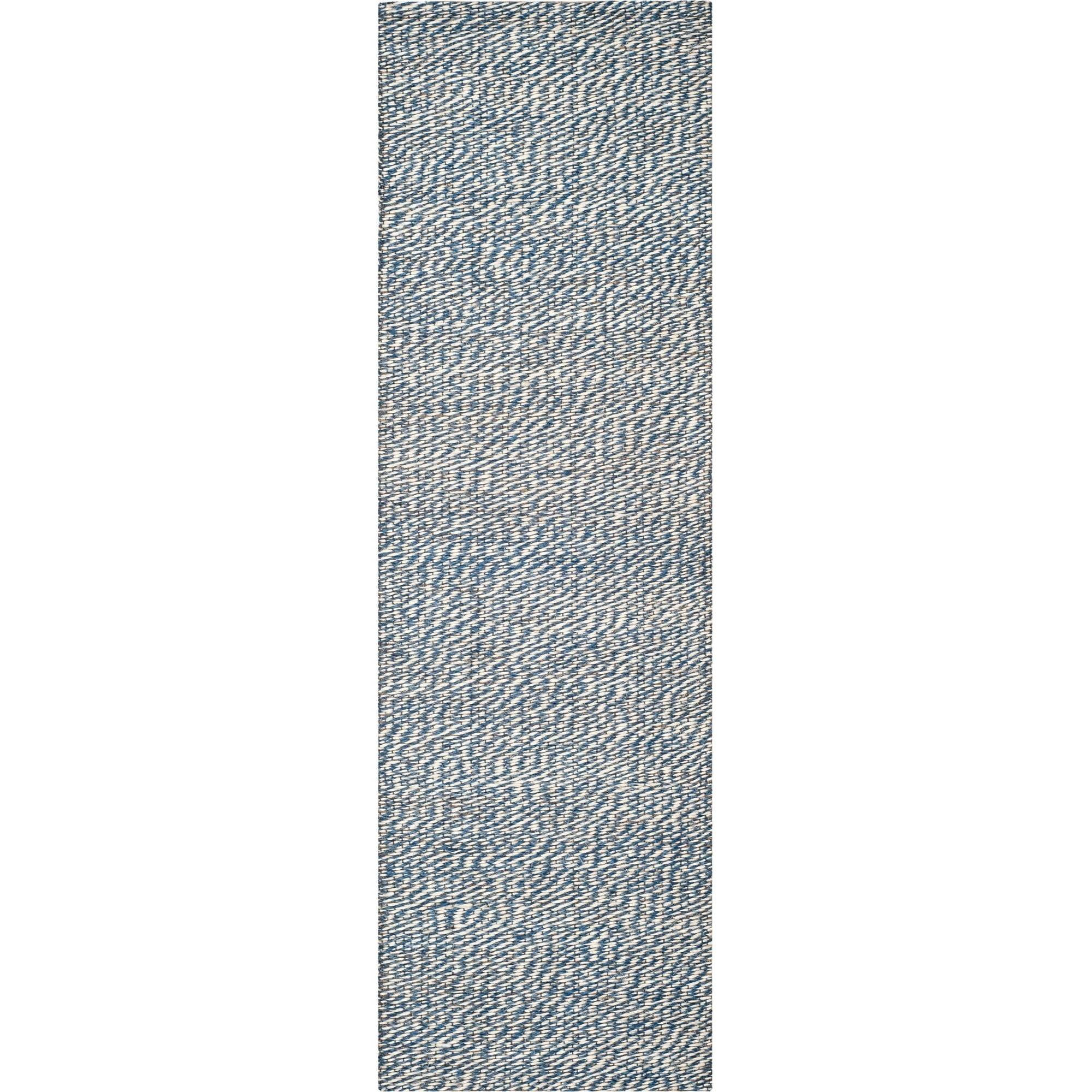 SAFAVIEH Natural Fiber Lars Braided Jute Runner Rug, Blue/Ivory, 2' x 6'