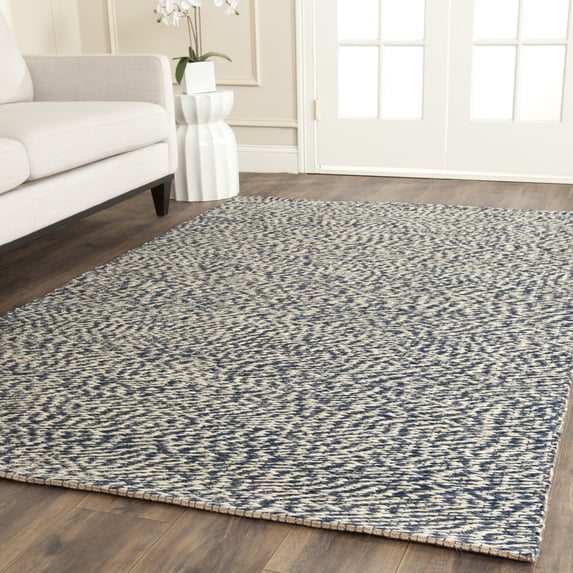 SAFAVIEH Natural Fiber Lars Braided Jute Runner Rug, Blue/Ivory, 2' x 8'