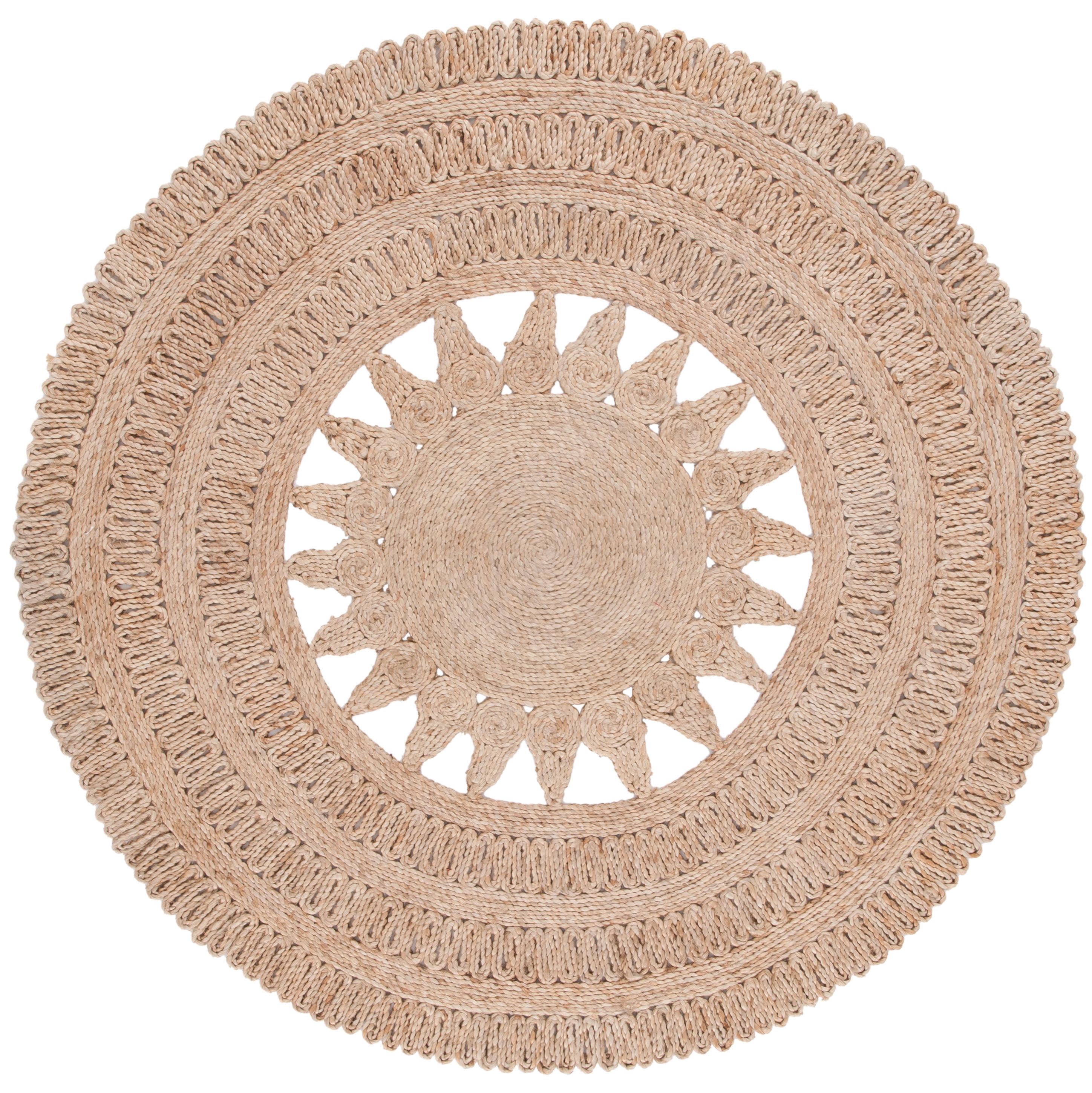SAFAVIEH Natural Fiber Lavern Geometric Area Rug, Natural, 4' x 4' Round