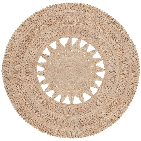 SAFAVIEH Natural Fiber Lavern Geometric Area Rug, Natural, 5' x 5' Round