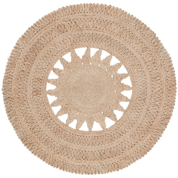SAFAVIEH Natural Fiber Lavern Geometric Area Rug, Natural, 5' x 5' Round