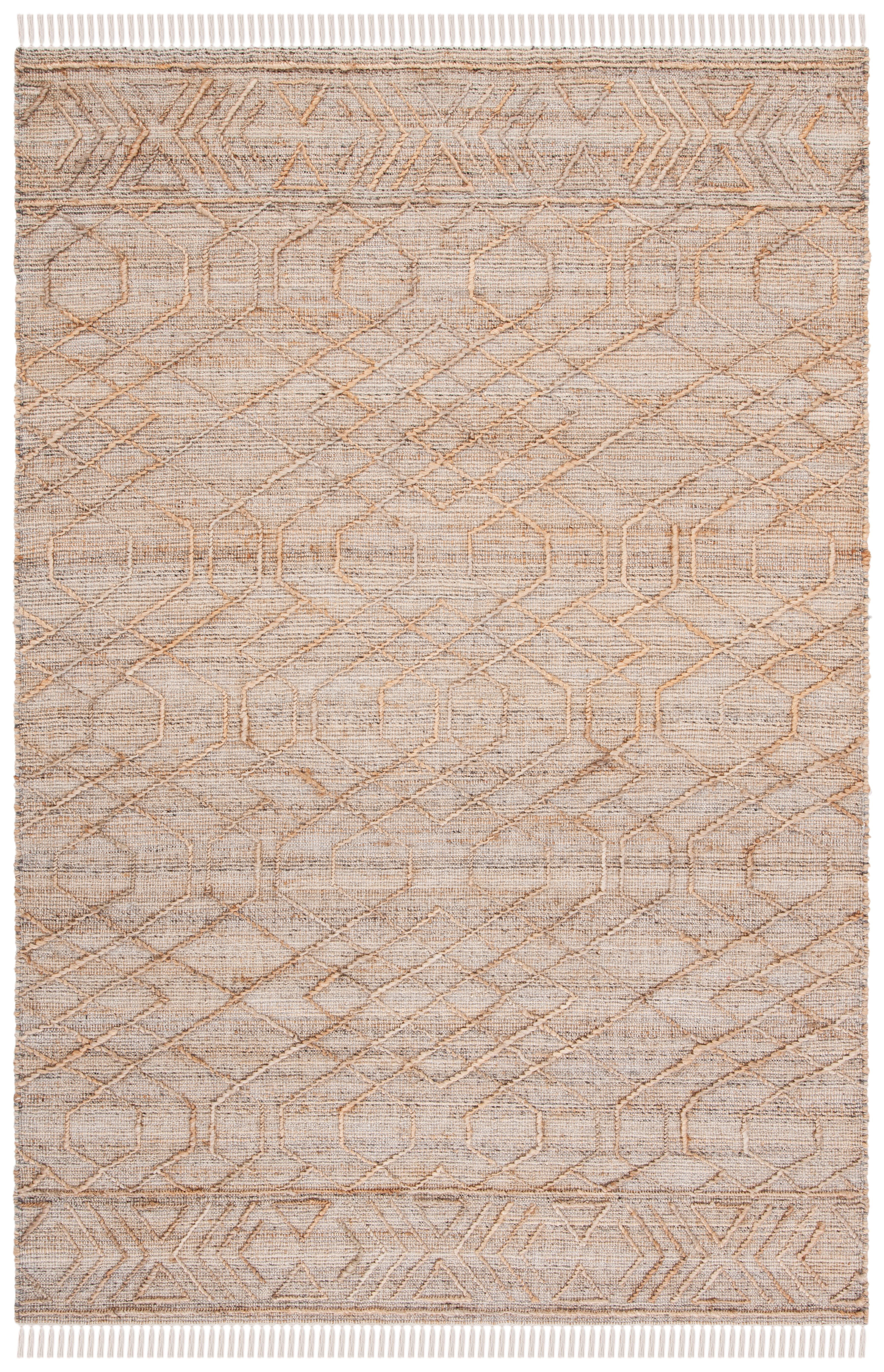 Handmade Natural Beige Cotton Rectangular Area Rug