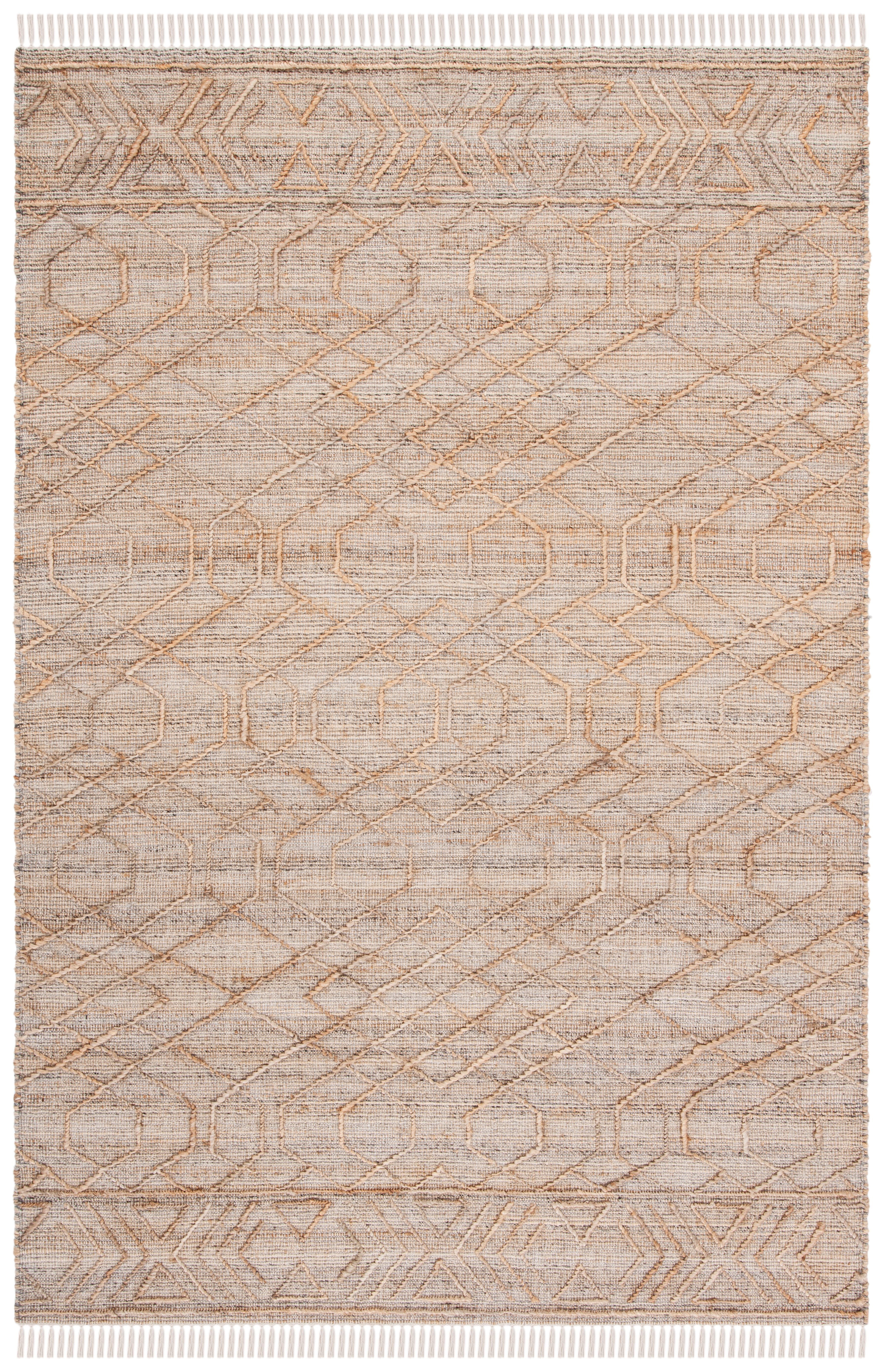 Handmade Natural Beige Cotton Rectangular Rug 5' x 8'